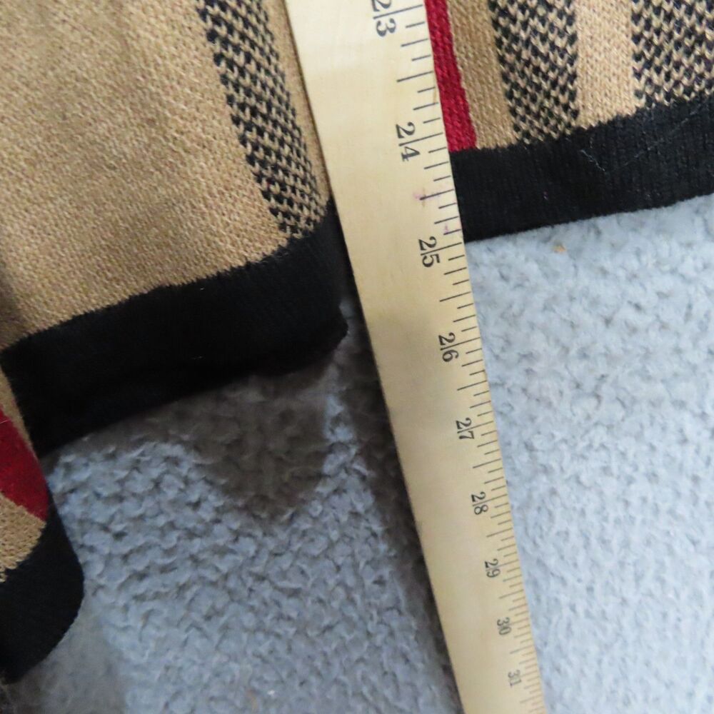 Anne Klein Camel Sleeved Poncho Sweater Cardigan Small Brown Plaid NEW w FLAW - Picture 7 of 11